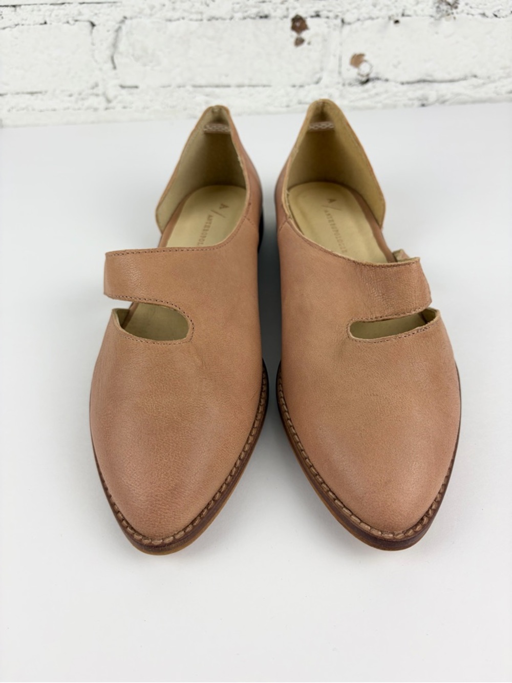 Anthropologie Sasha Pink Leather Cutout Do’orsay Mary Jane Ballet Flats 39 - Picture 2 of 12